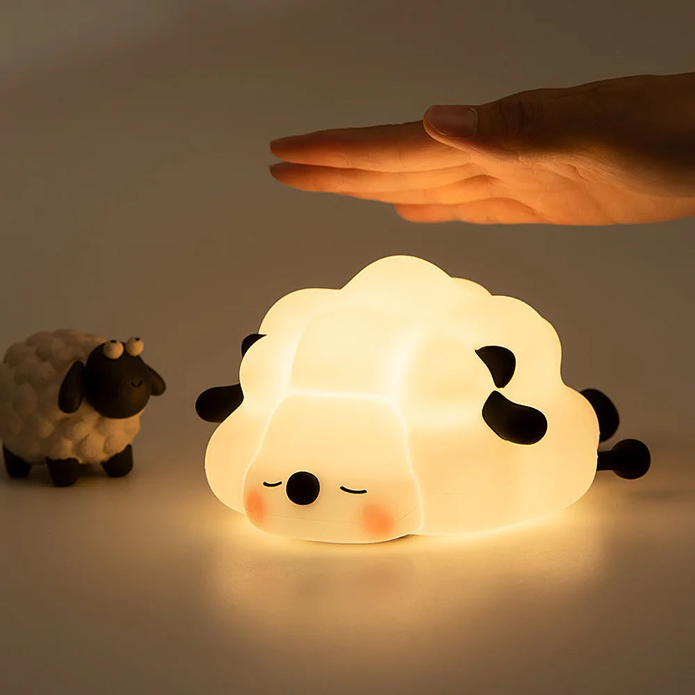 Little Sheep Sleep Night Lamp Children'S Room Bedroom Bedside Lamp Baby Breastfeeding Eye Care Table Lamp Silicone Pat Lamp