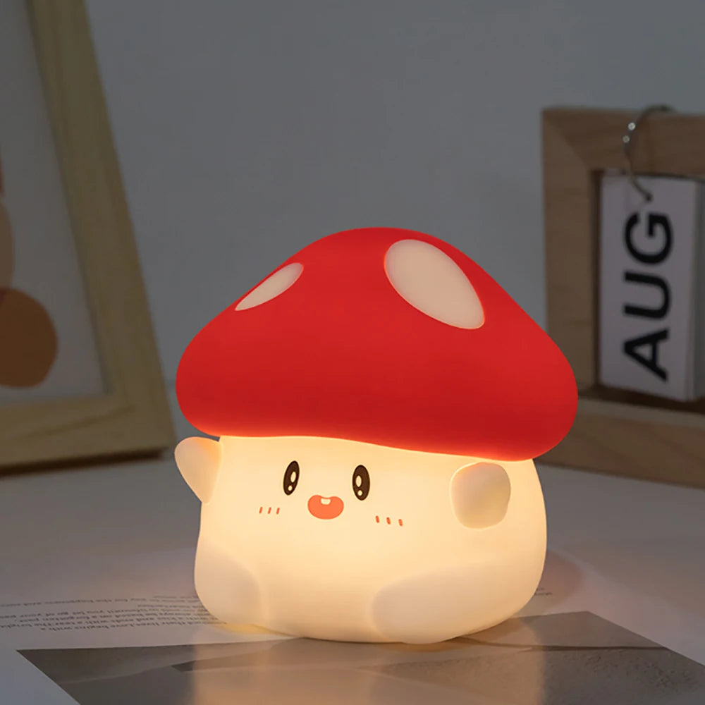 Mushroom LED Silicone Night Light Soft Sleeping Nursery Night Light Dimmable Timer Rechargeable Lamp Room Decor Baby Bedside Lam